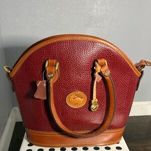 Dooney & Bourke Burgundy and Tan Shoulder Bag